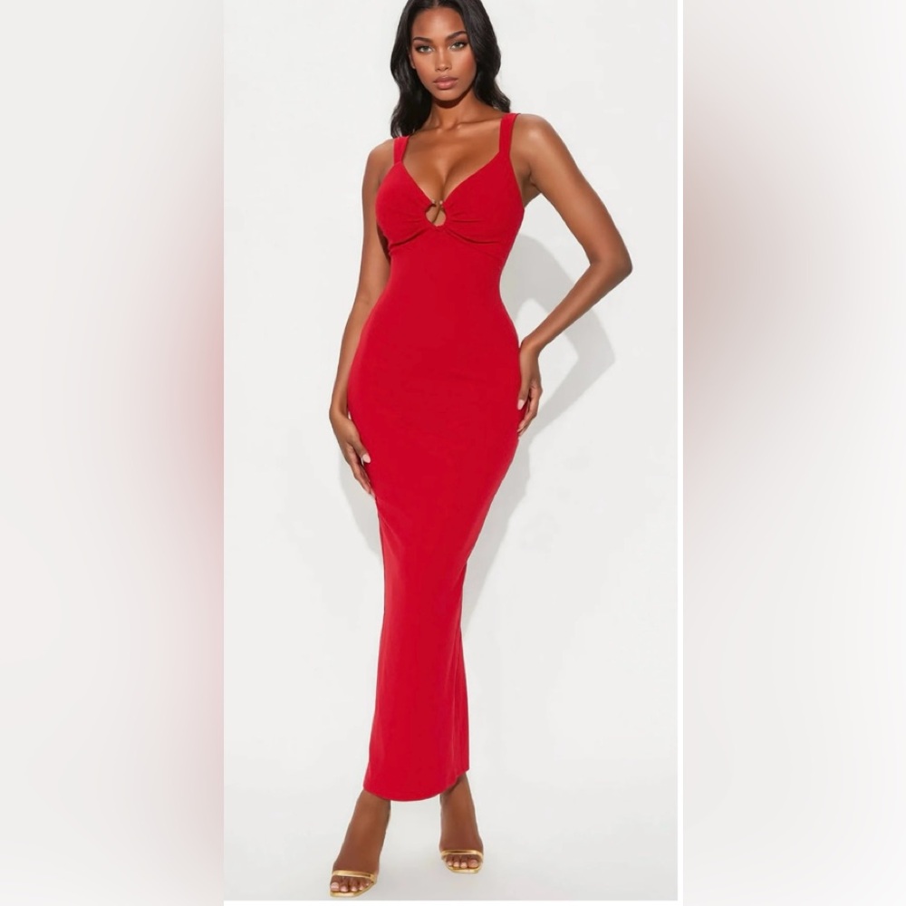 Katrina Backless Maxi Dress - Red